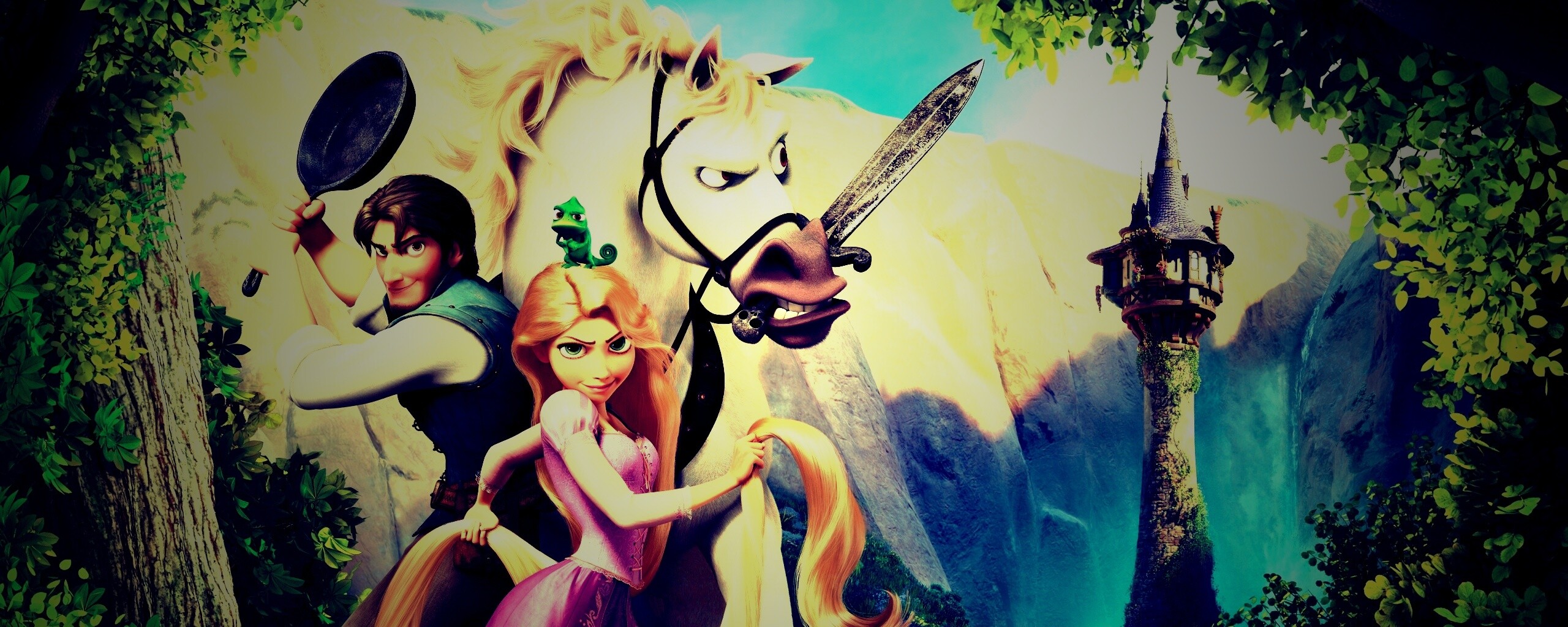 Рапунцель, Флин, Максимус и Паскаль обои