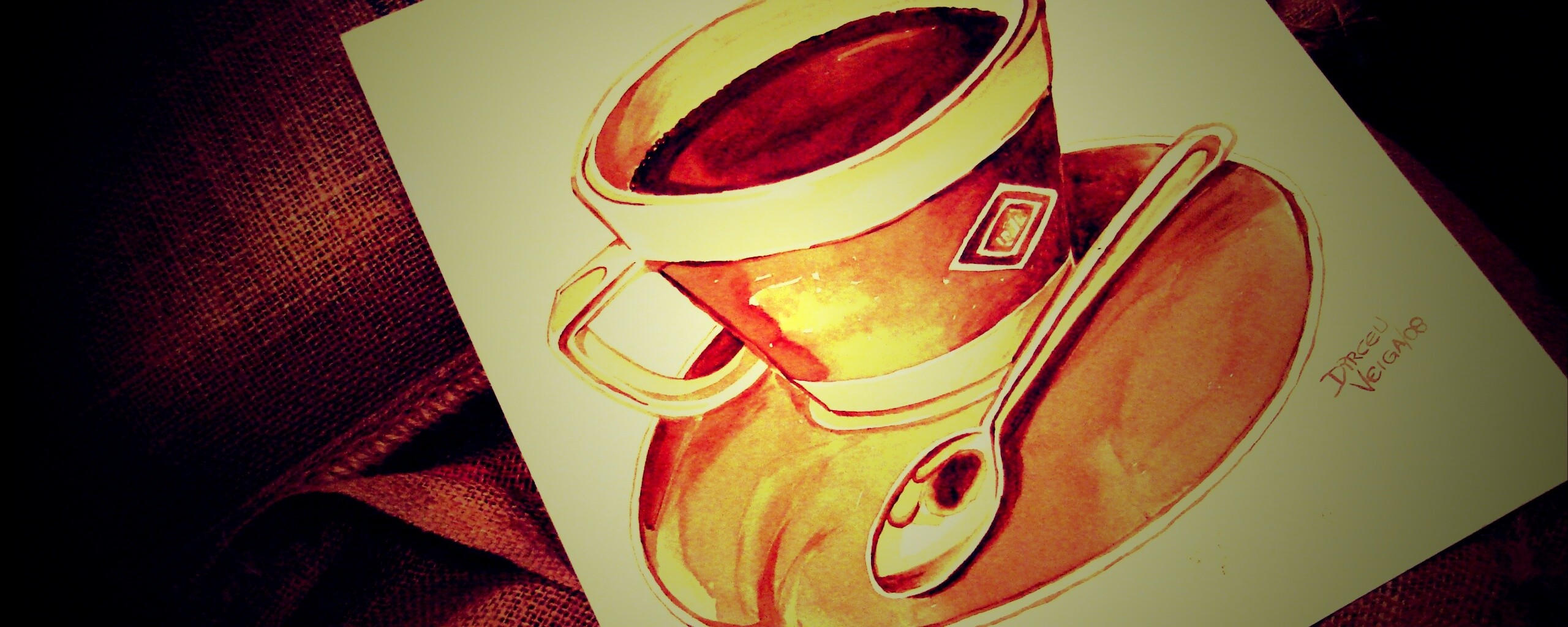 Нарисованная чашка кофе обои