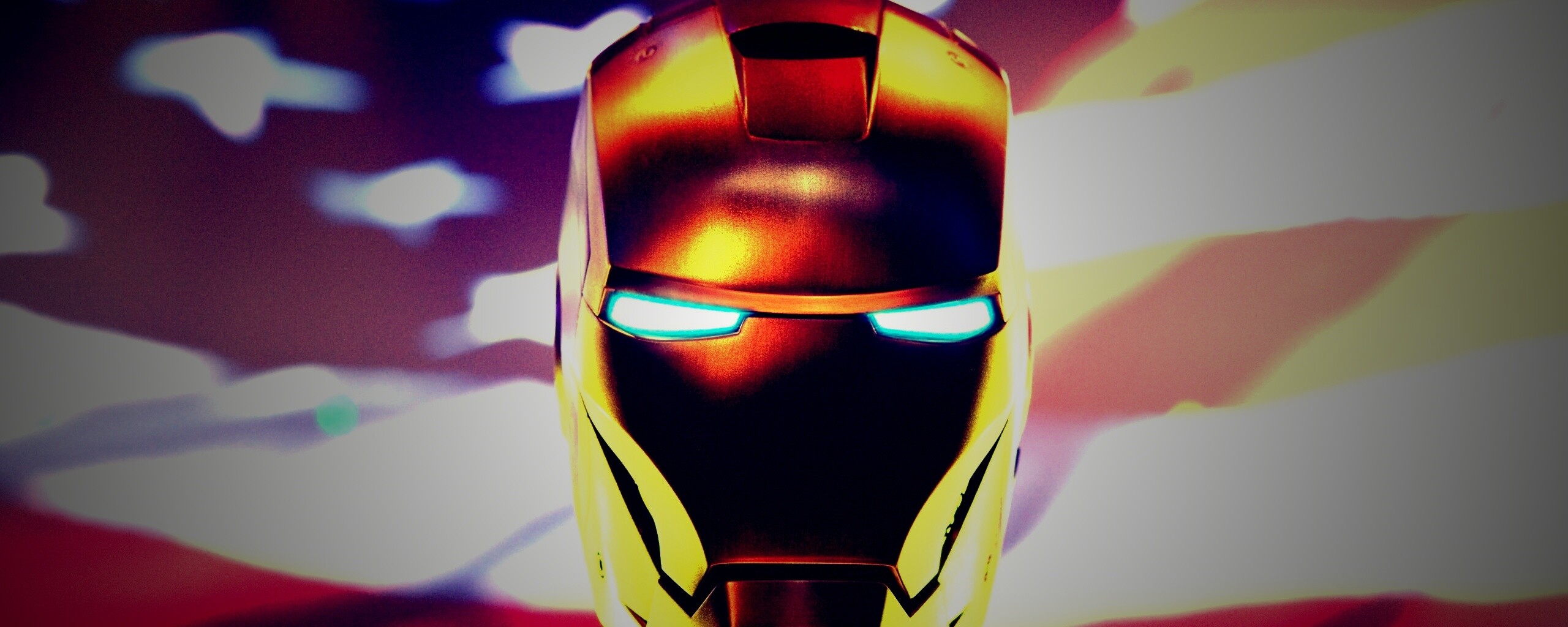 Железный человек на фоне американского флага обои