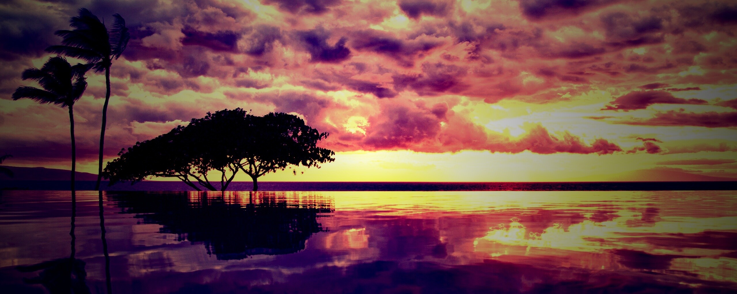 Восход над озером обои