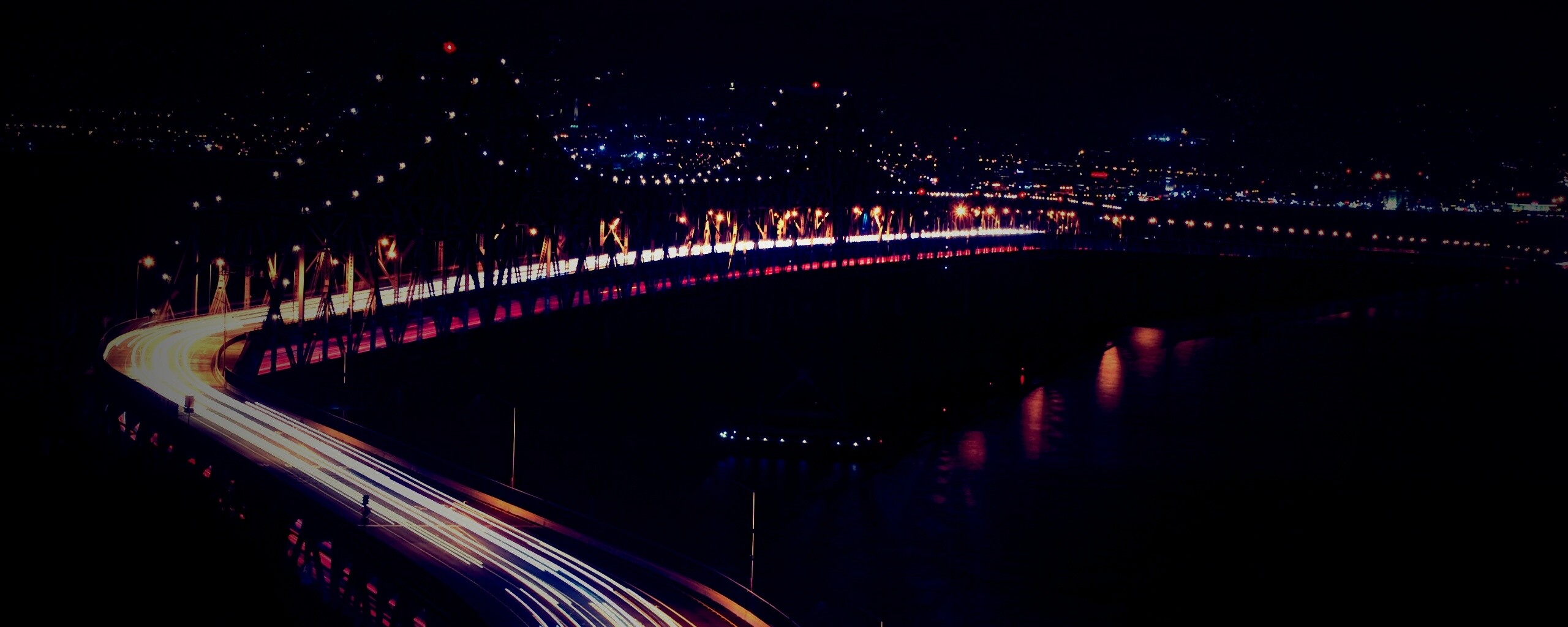 Вид на мост ночью обои