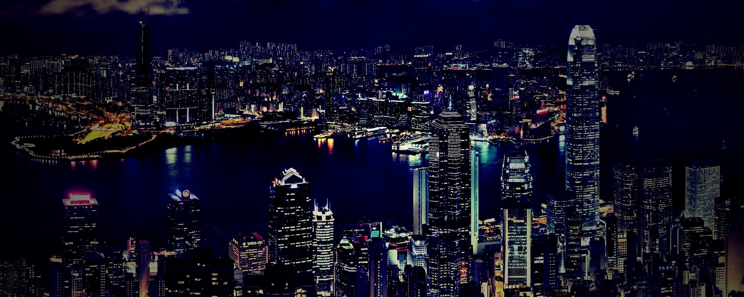 Небоскребы ночью обои