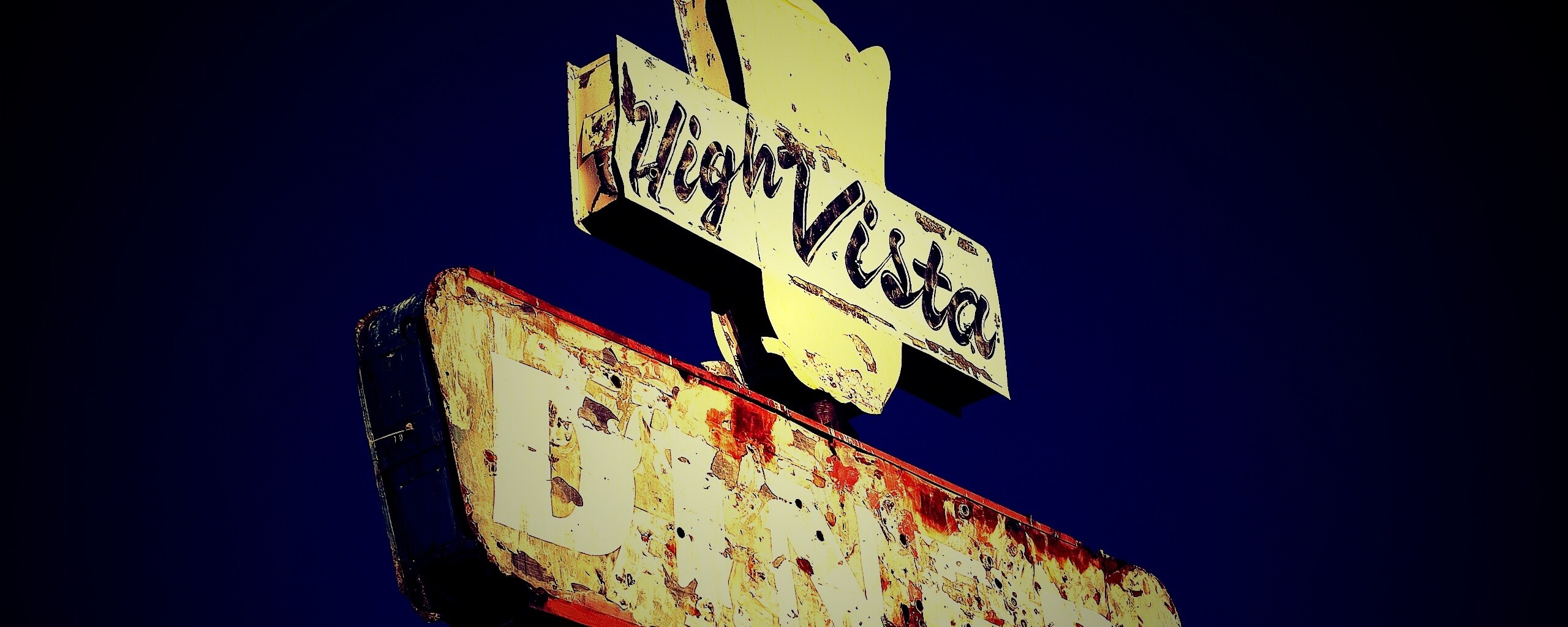 Вывеска заброшенного ресторанчика обои