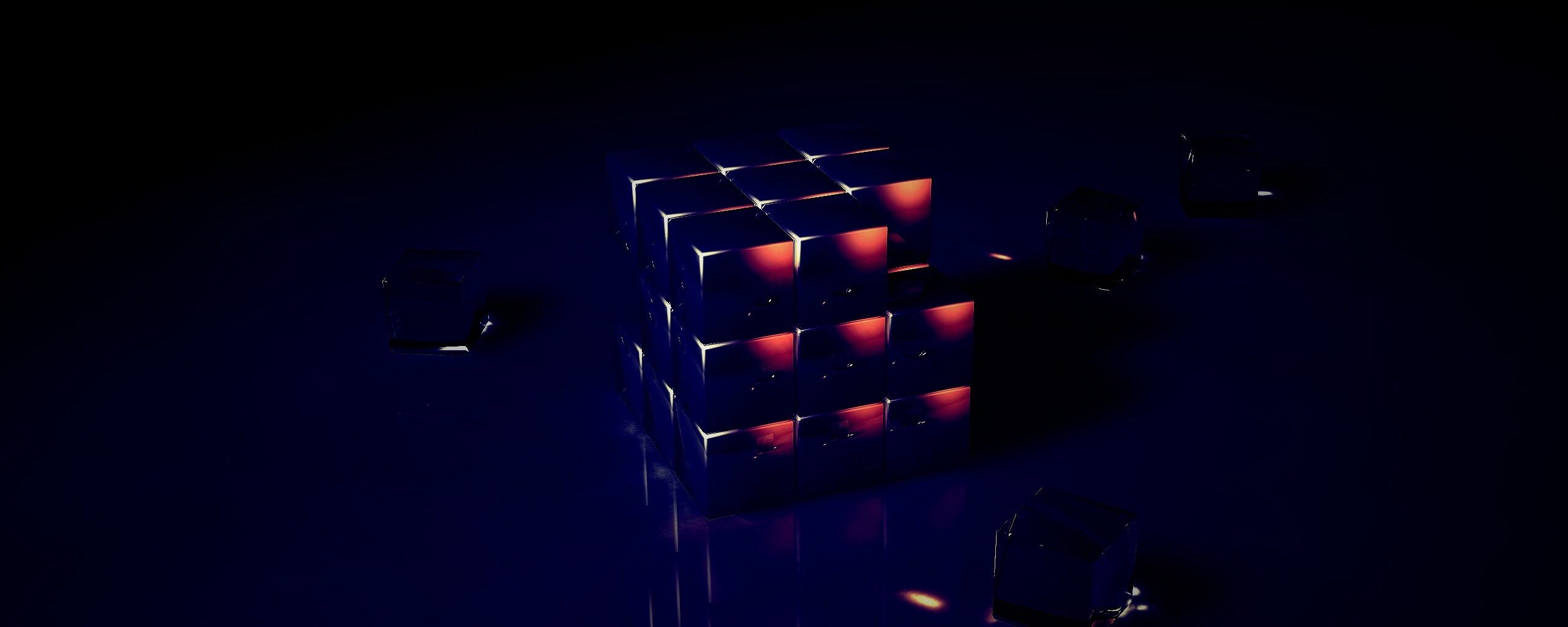 Кубик рубика из стекла обои