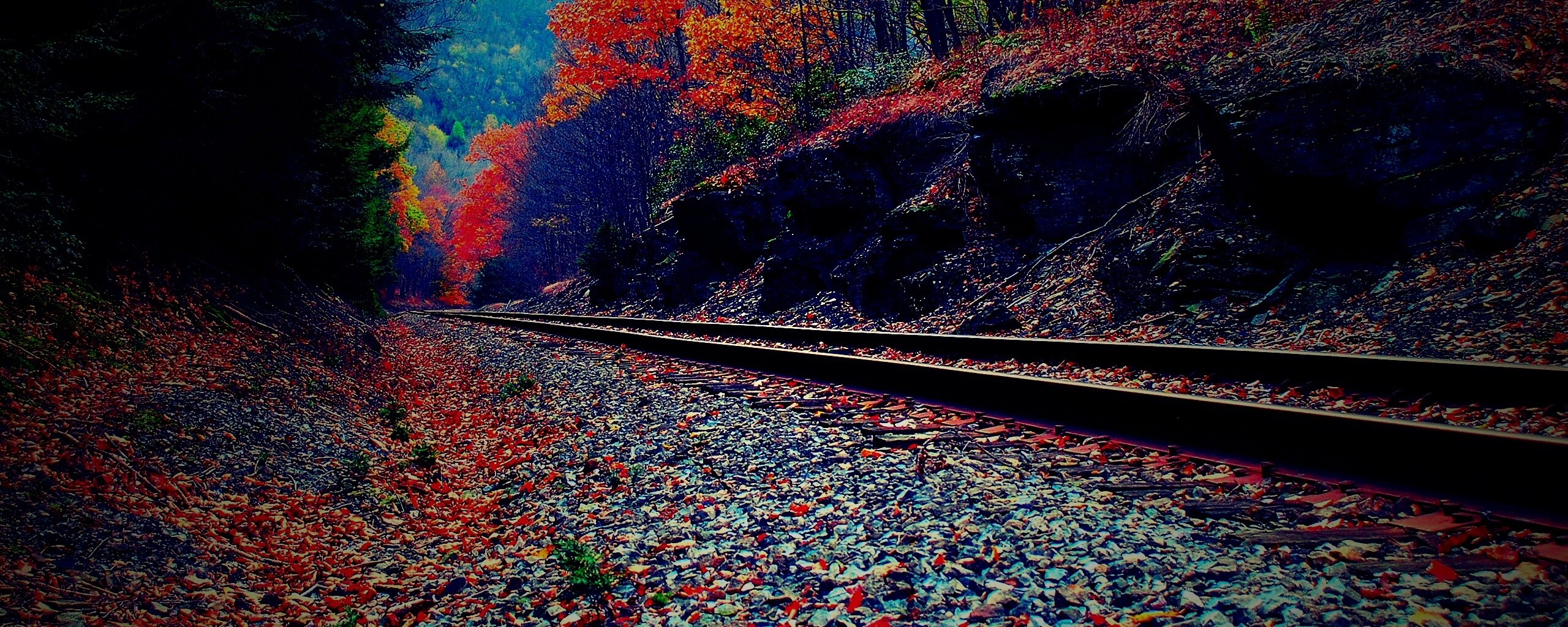 Железная дорога в скалистой местности обои