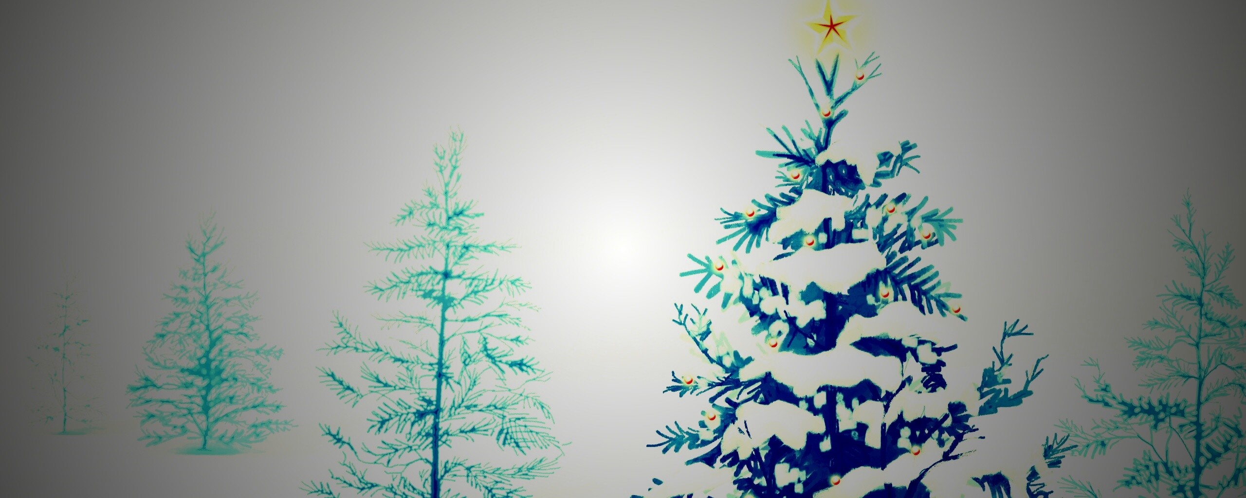 Украшенная ёлочка в лесу обои