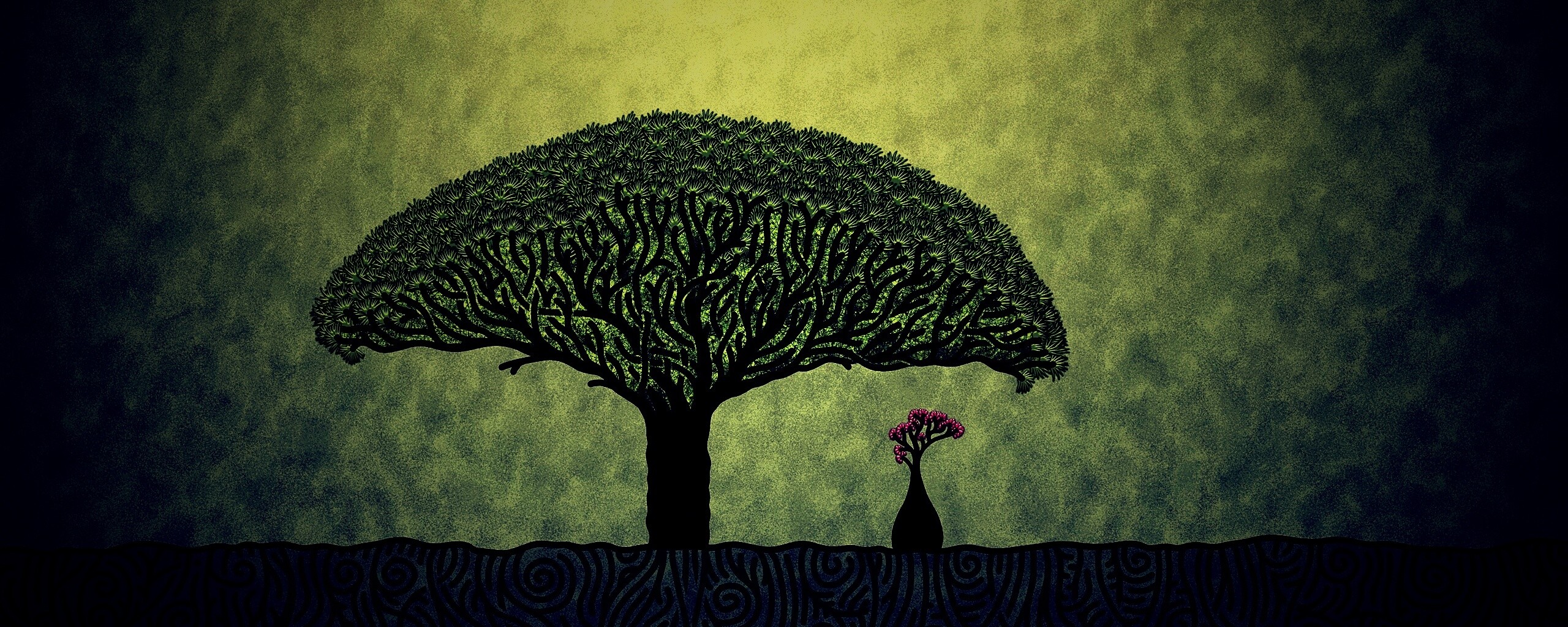 Нарисованное деревце обои