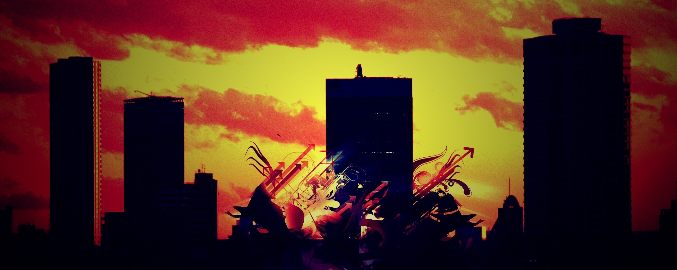 3D абстракция прямо в городе обои