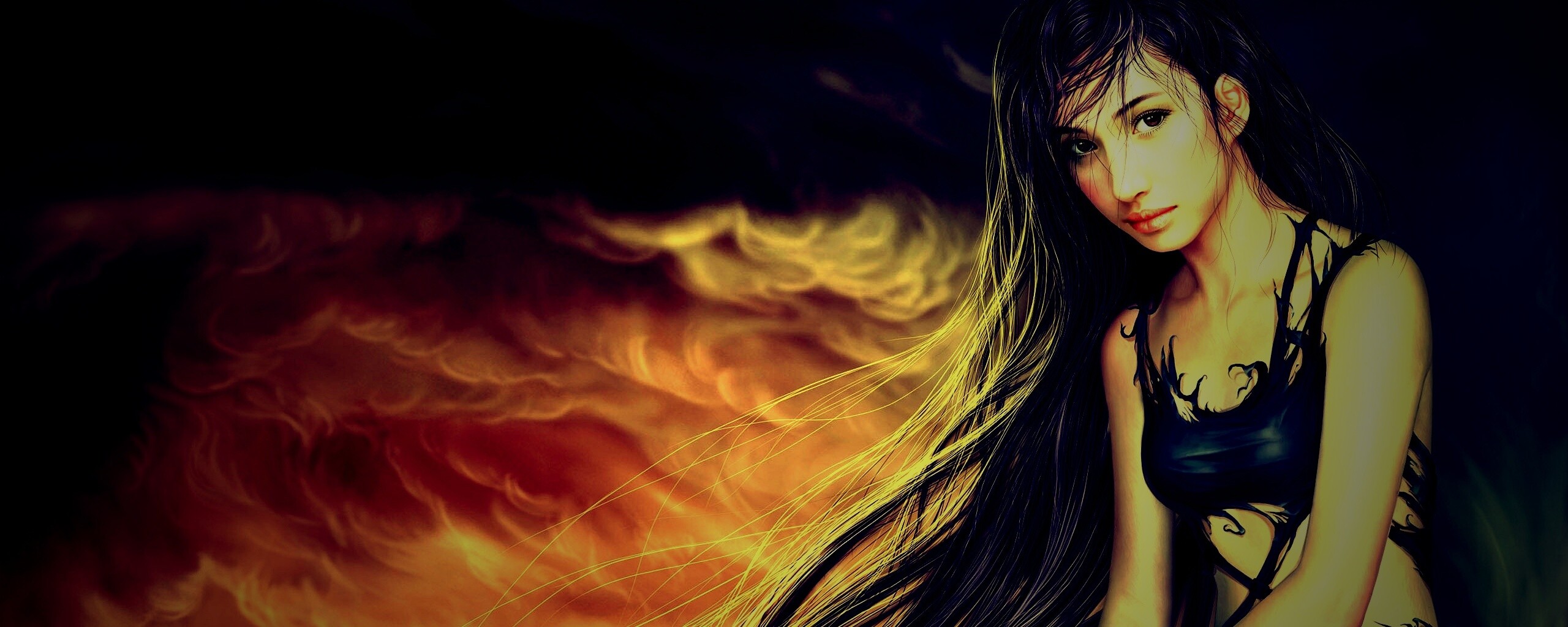 Девушка с длинными волосами обои