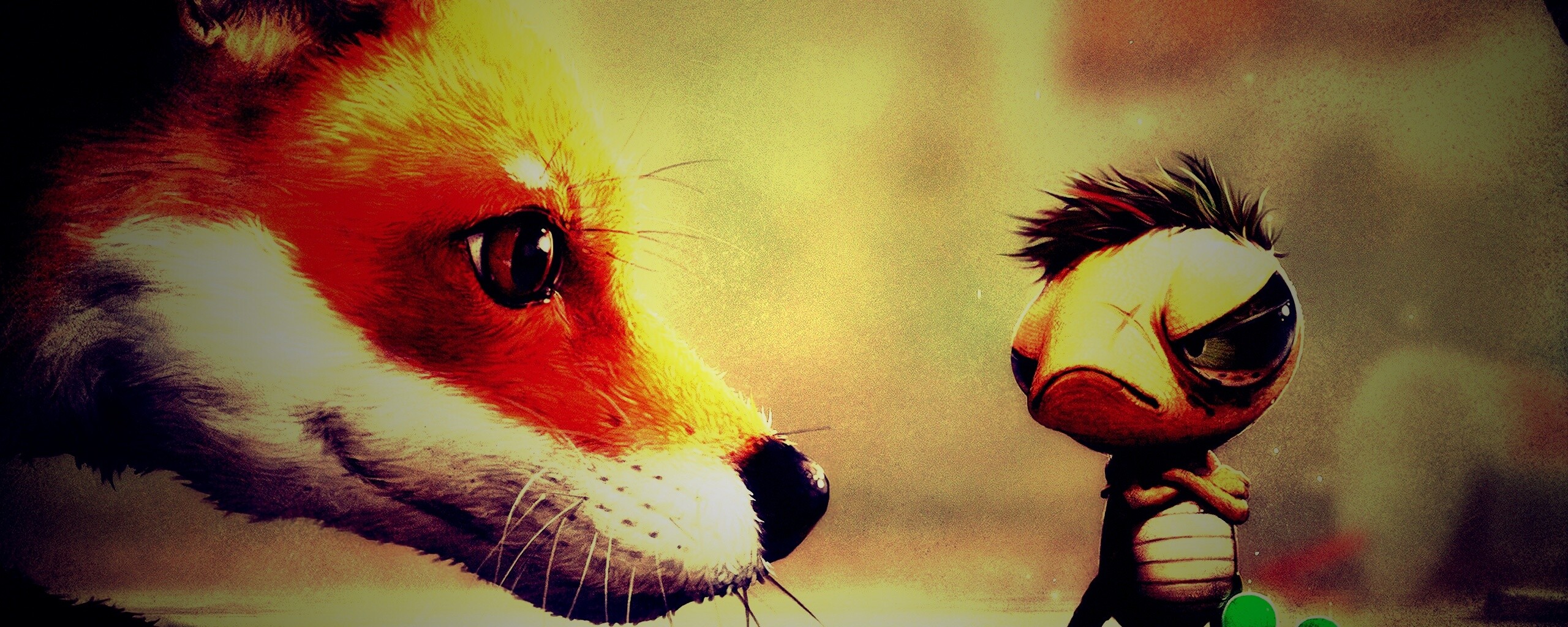 Лиса и жук обои