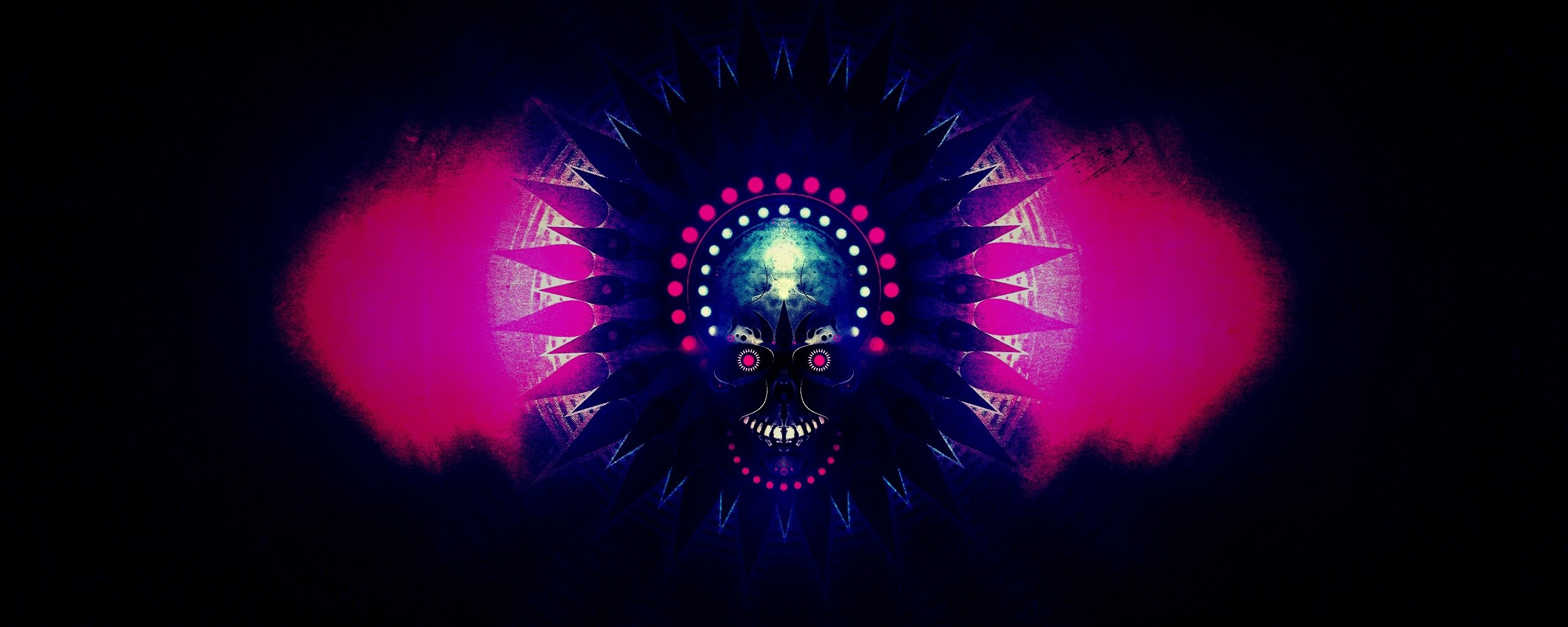 Неоновый череп обои