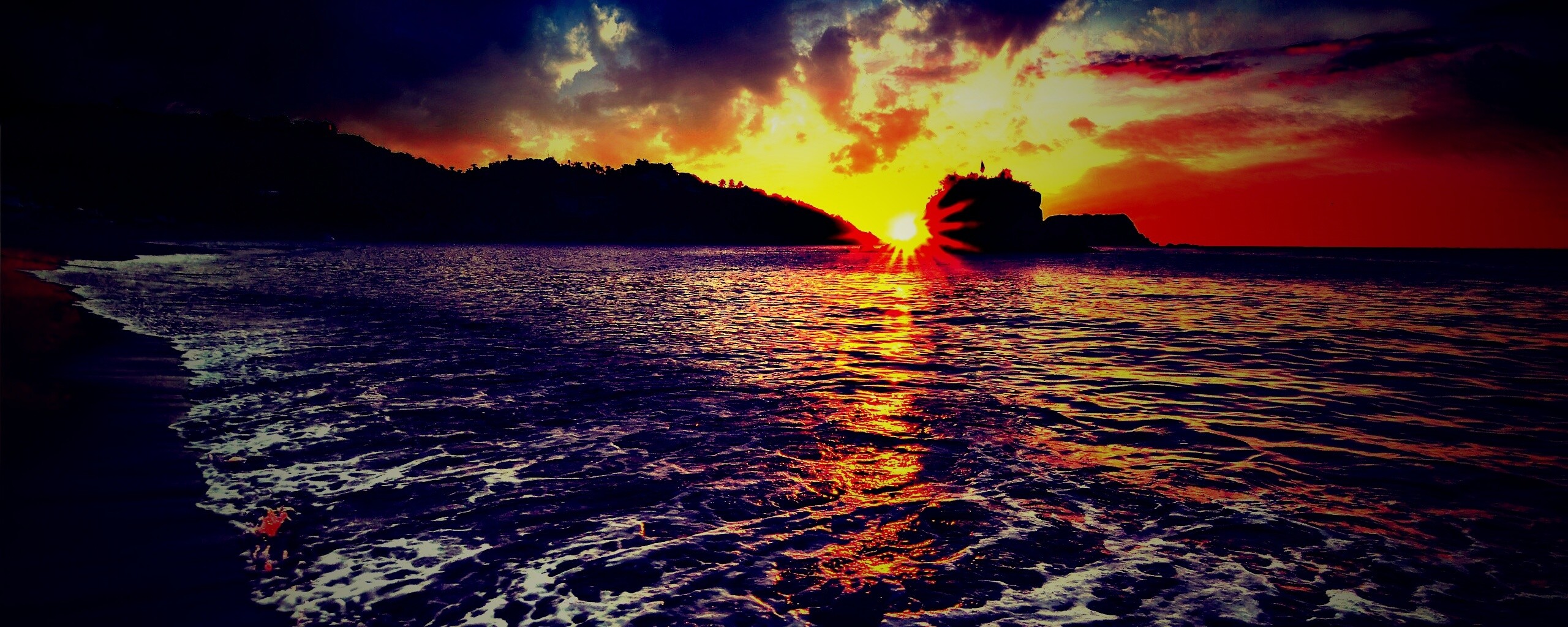 Закат в лагуне обои