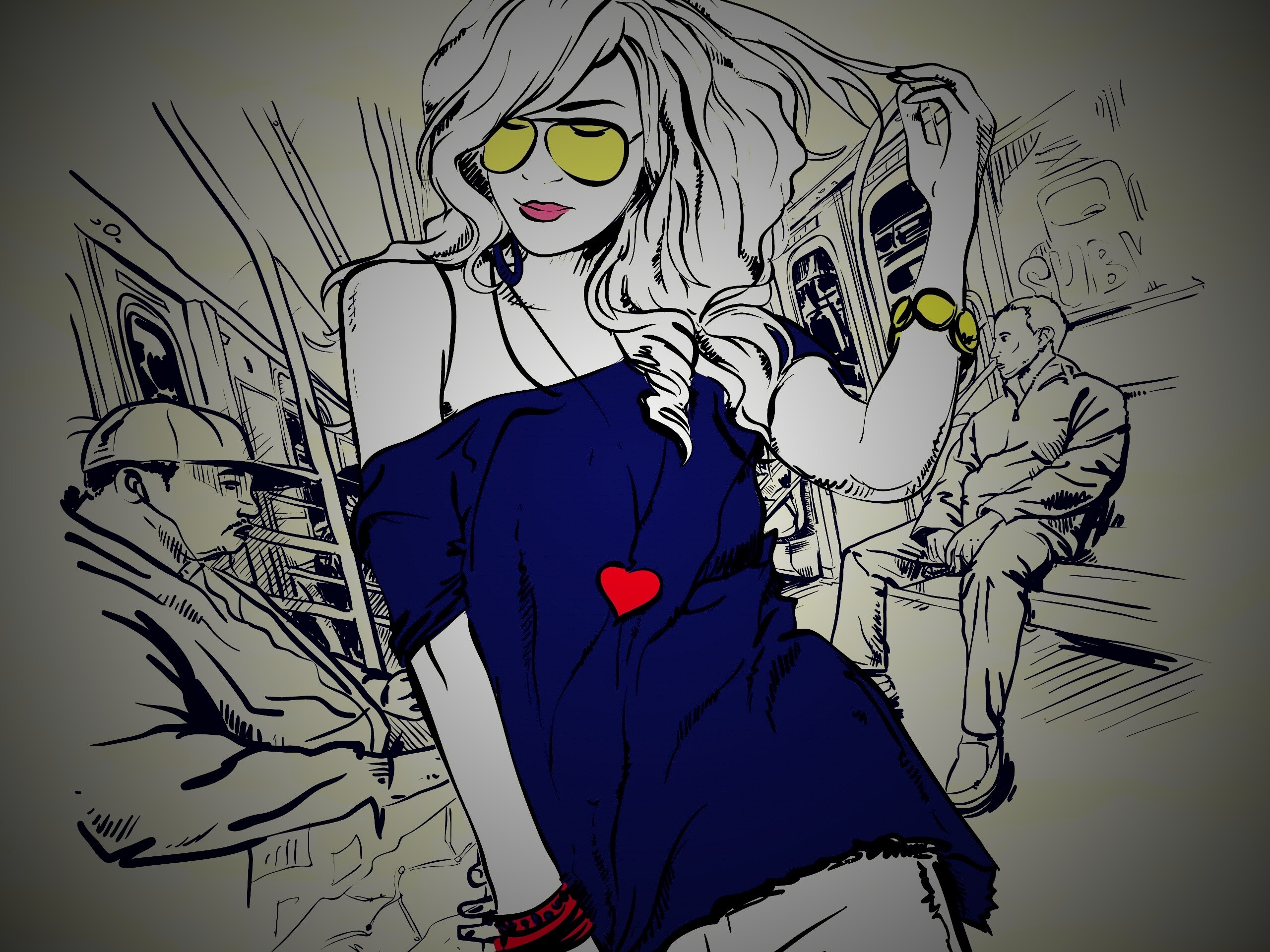 Стильная девушка в метро обои