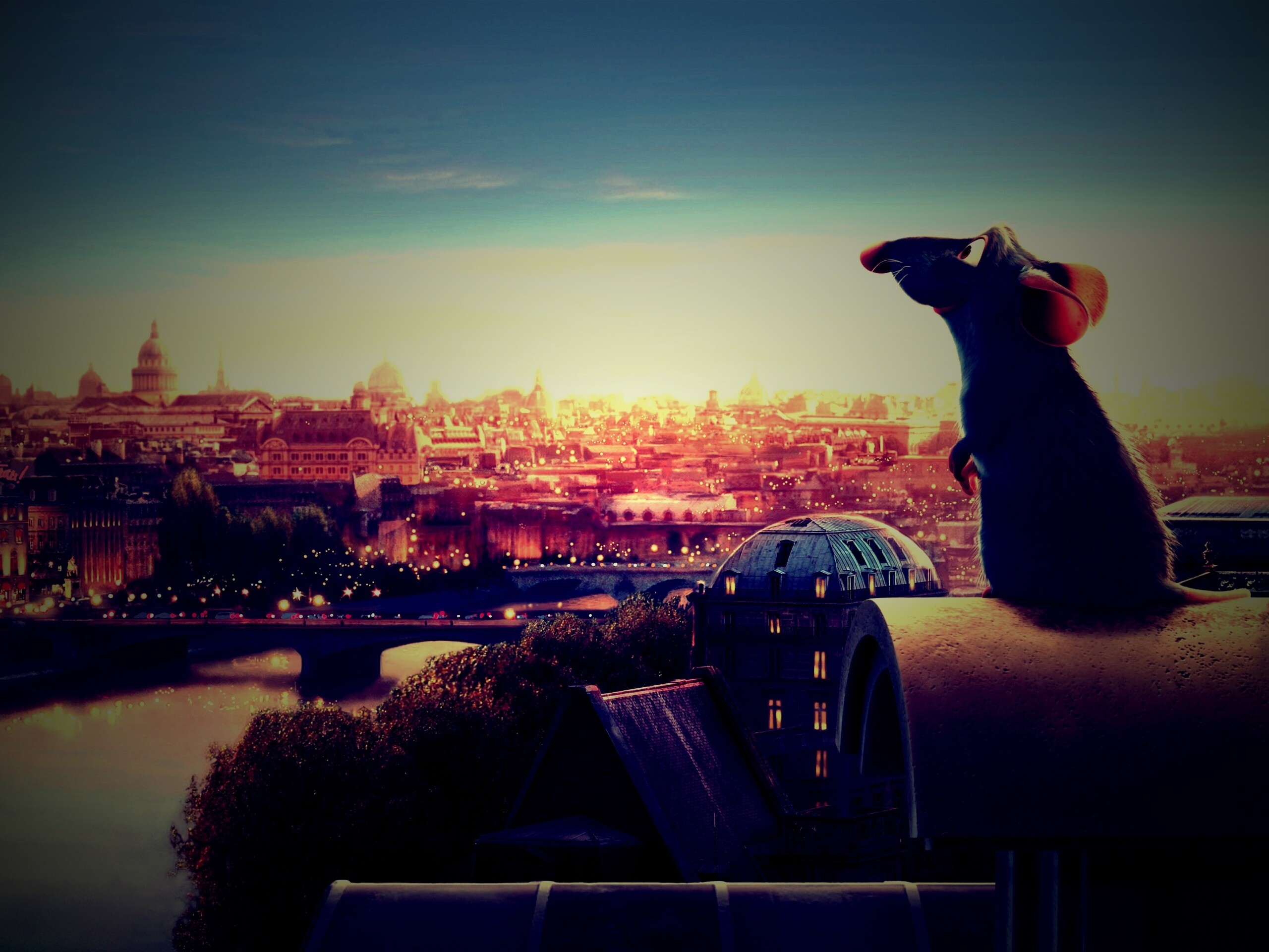 Рататуй на фоне Парижа обои