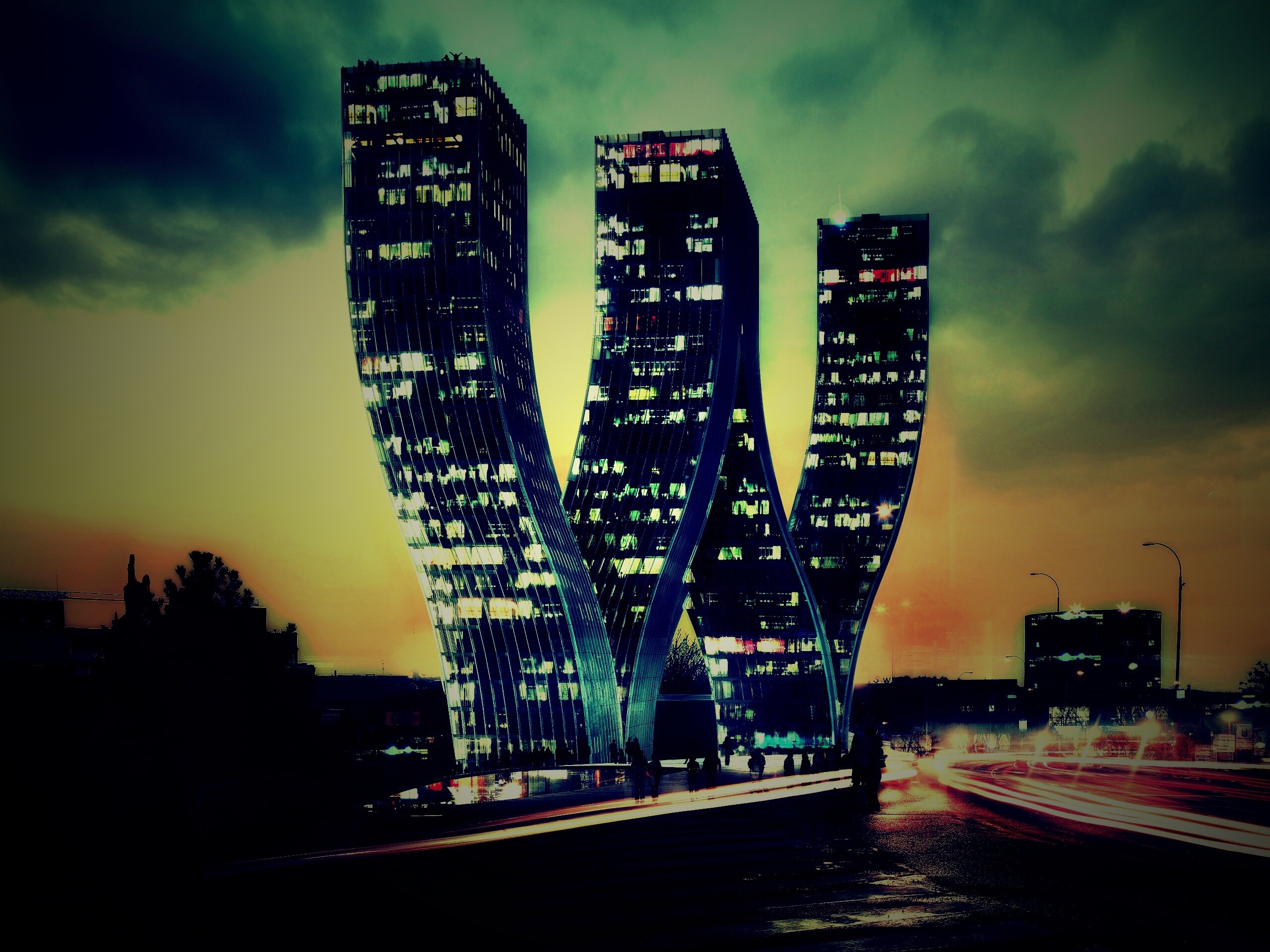 Здание в форме буквы W обои