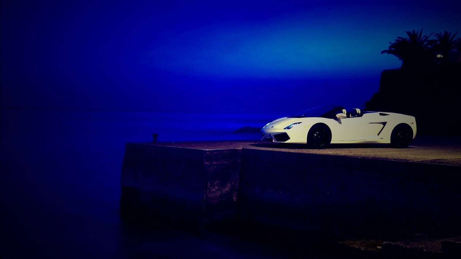 Белый кабриолет ламбо обои