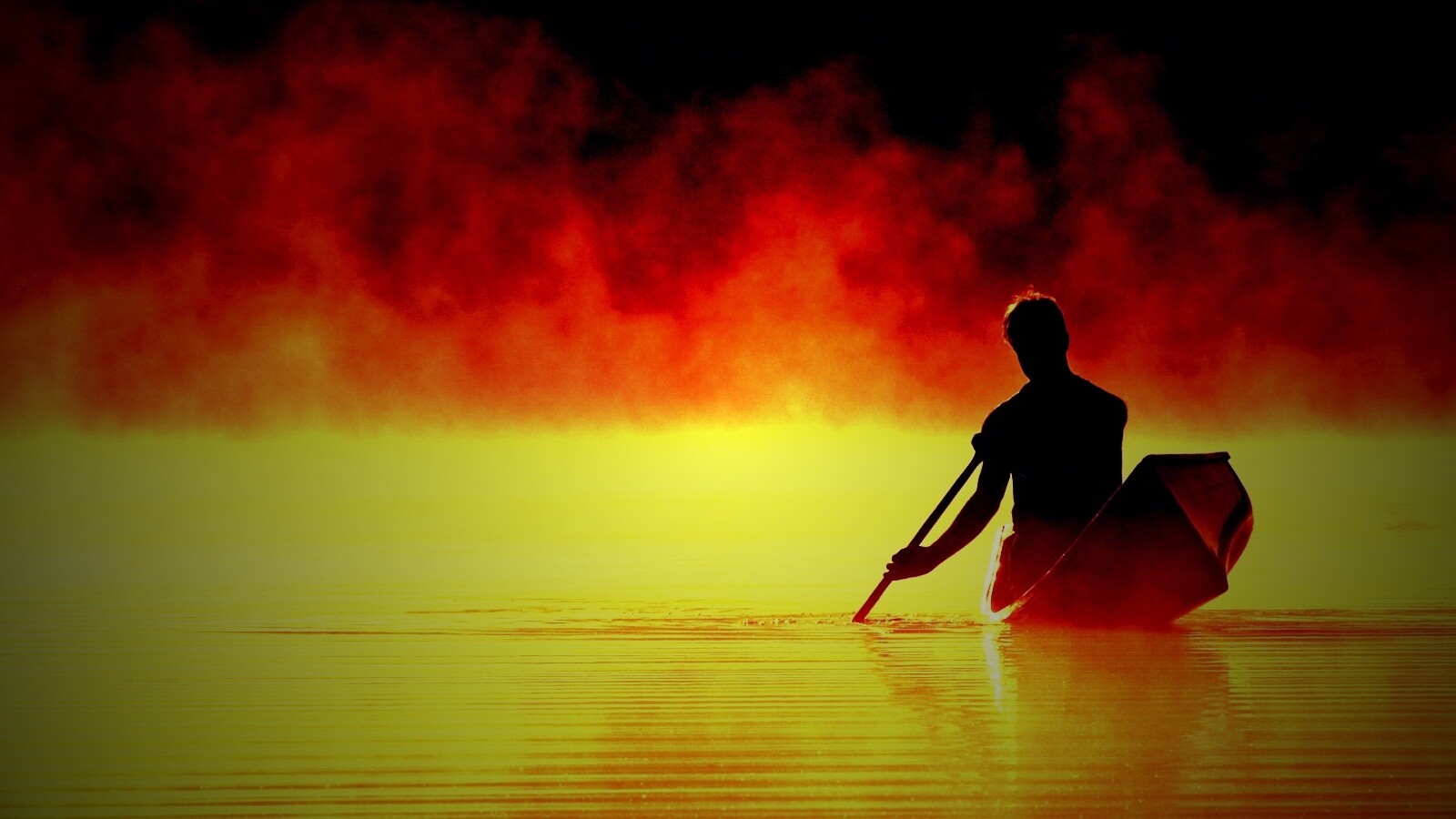 Один в лодке обои