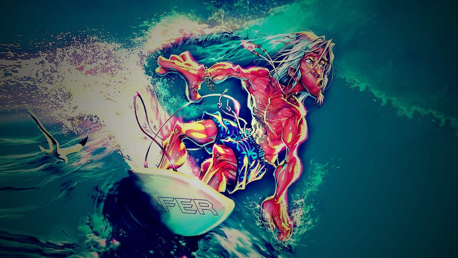 Карикатура на серфера обои