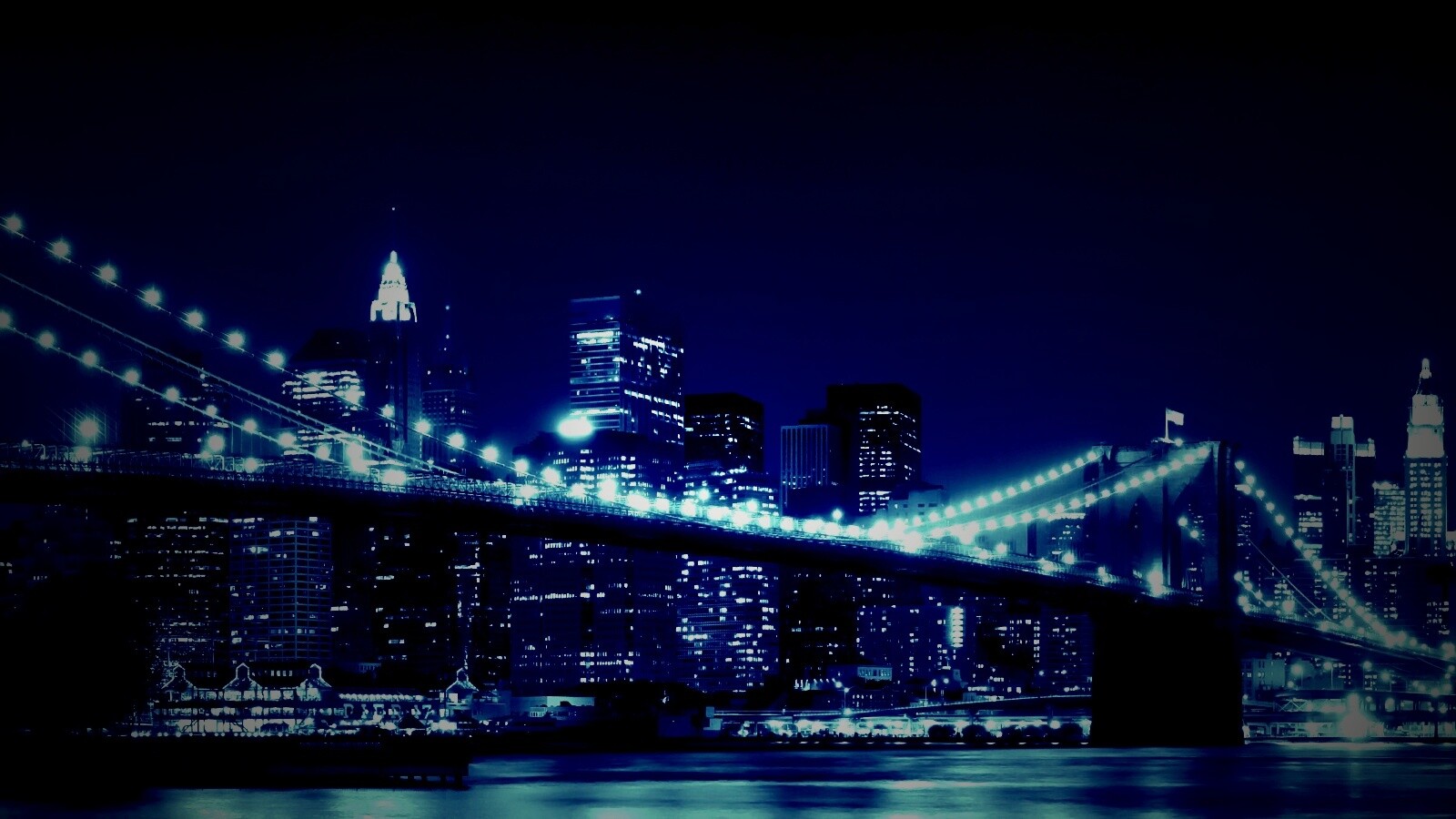 Вид на ночной Нью-Йорк обои