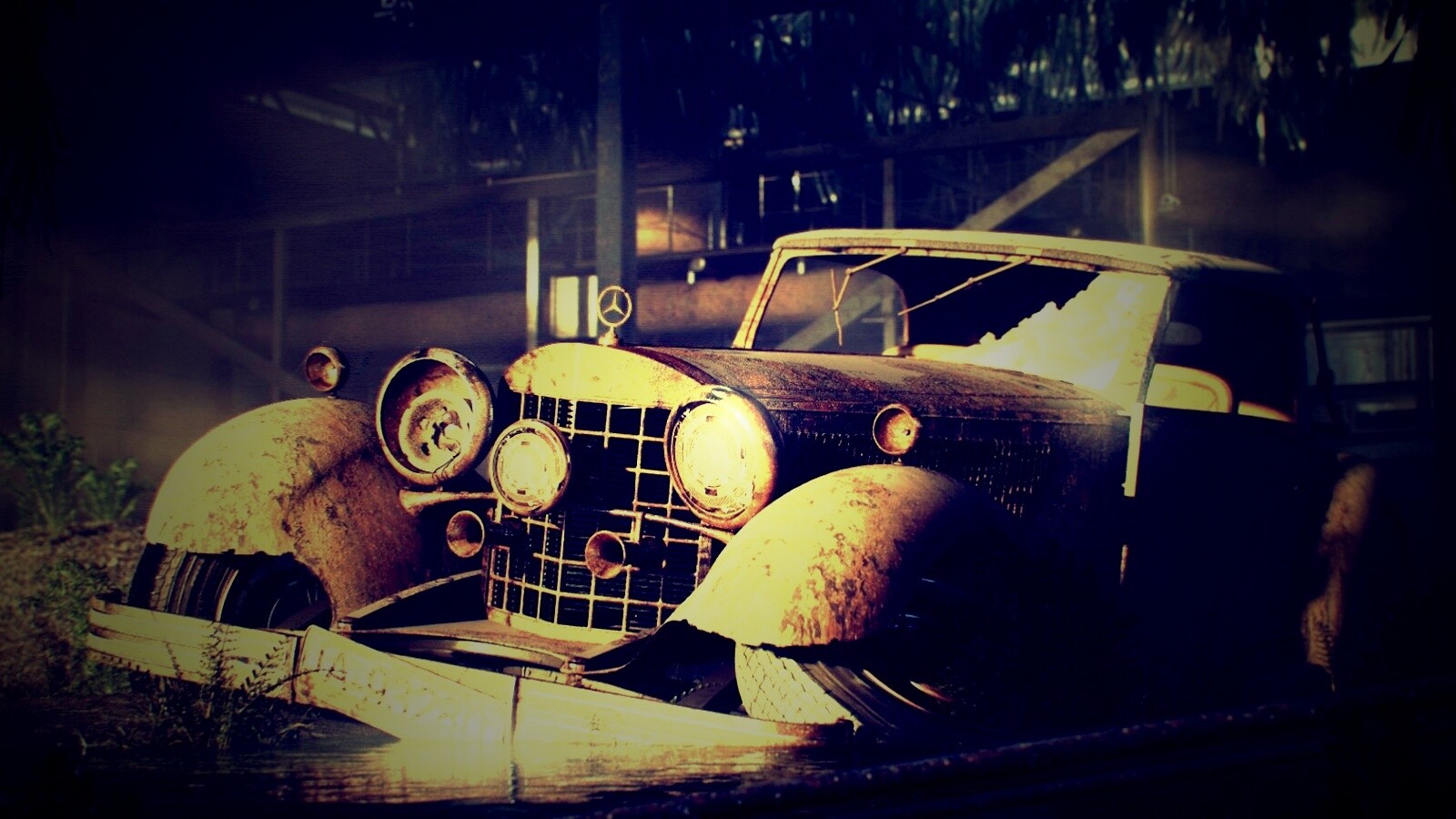 Гниющий ретро мерседес обои