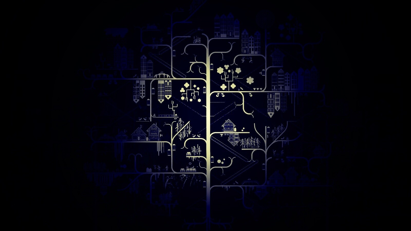 Древовидный город обои