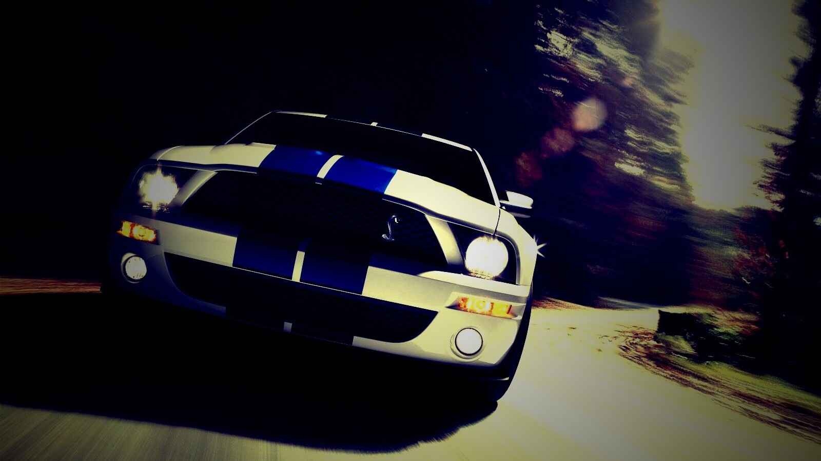 Форд Шелби с синими полосками обои