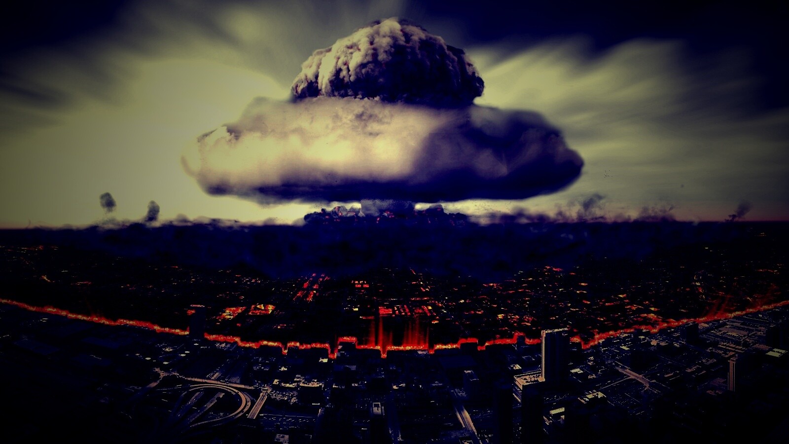 Ядерный взрыв в городе обои