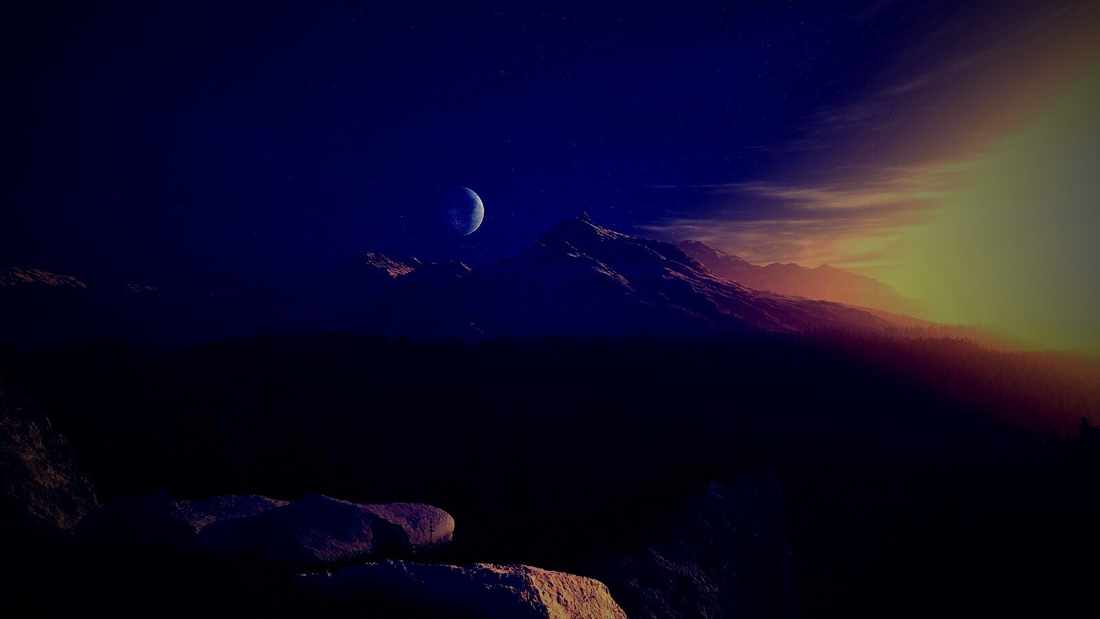 Луна над горами обои