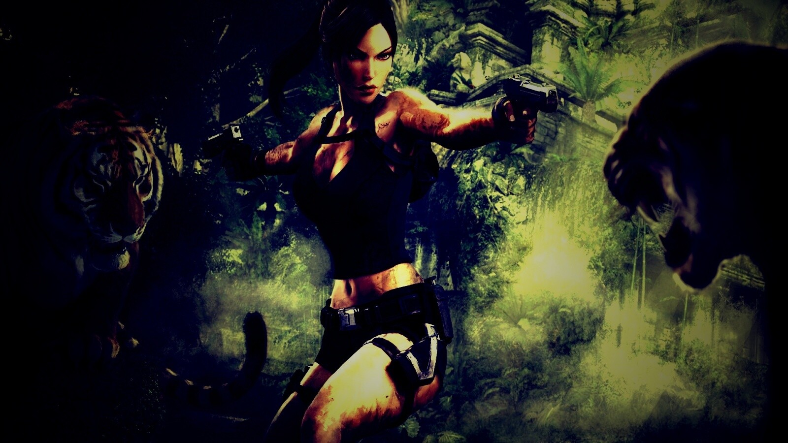 Лара Крофт протв тигров обои
