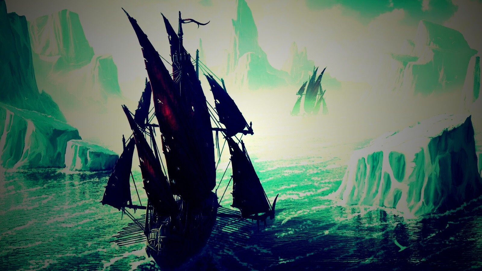 Корабли во льдах обои