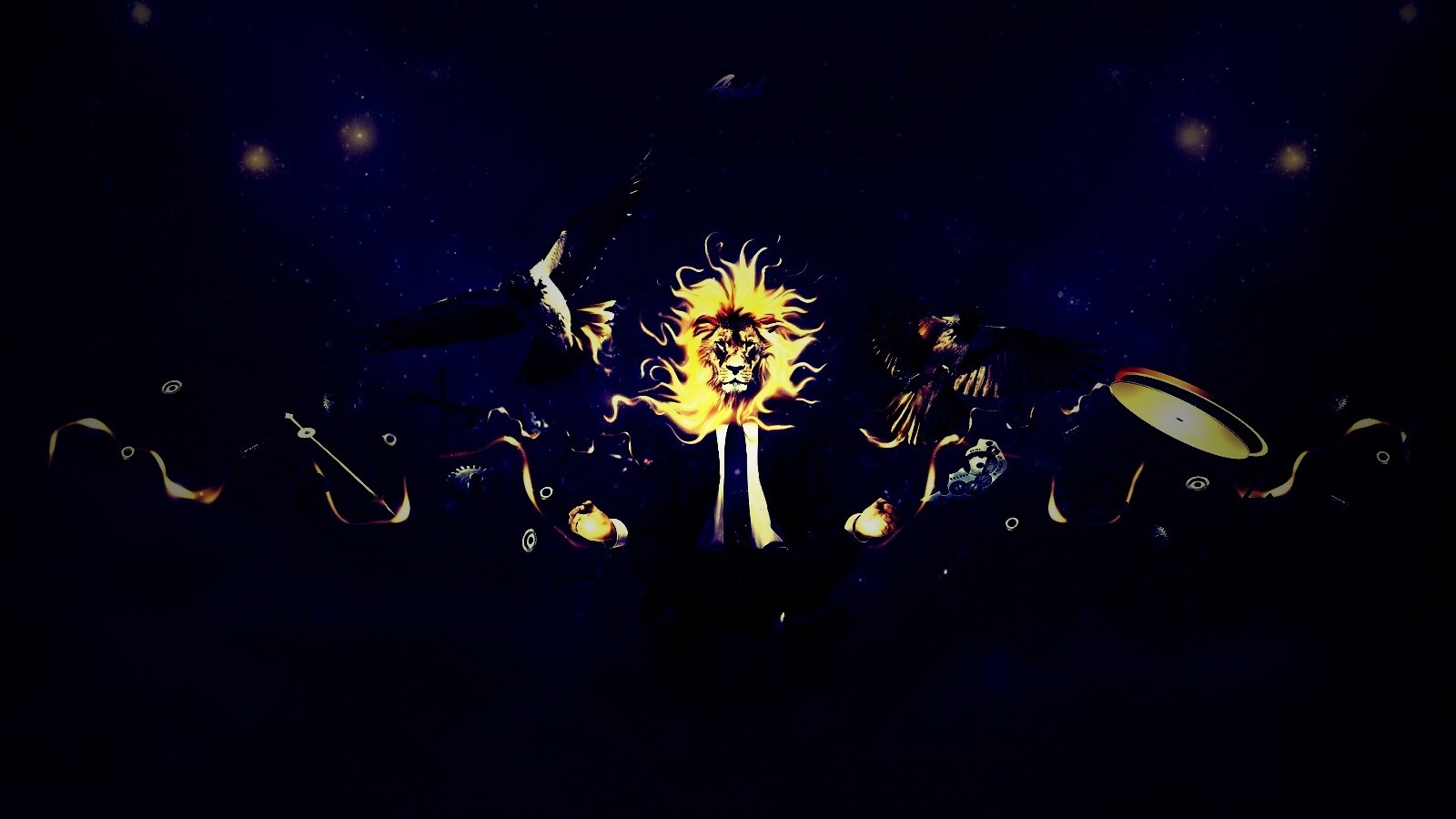 Мужчина с головой льва обои