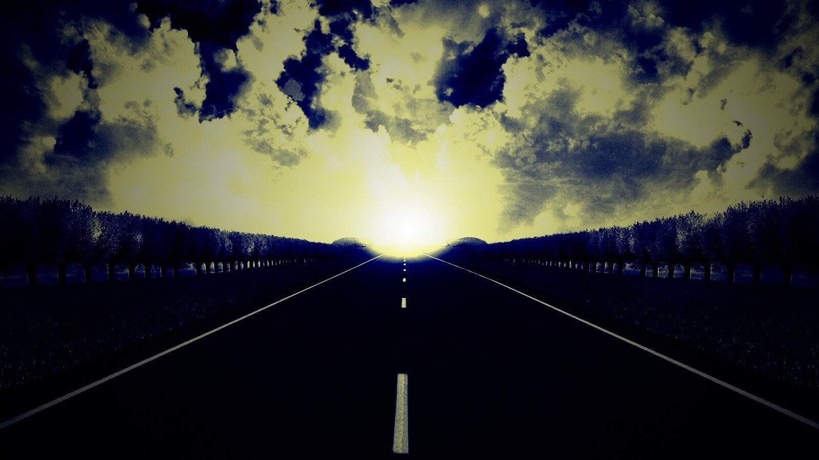 Дорога на закат обои