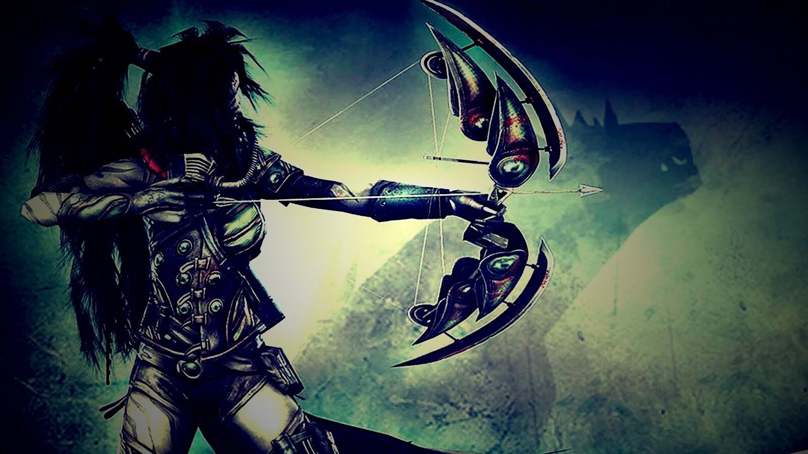 Лучница с боевым псмо обои