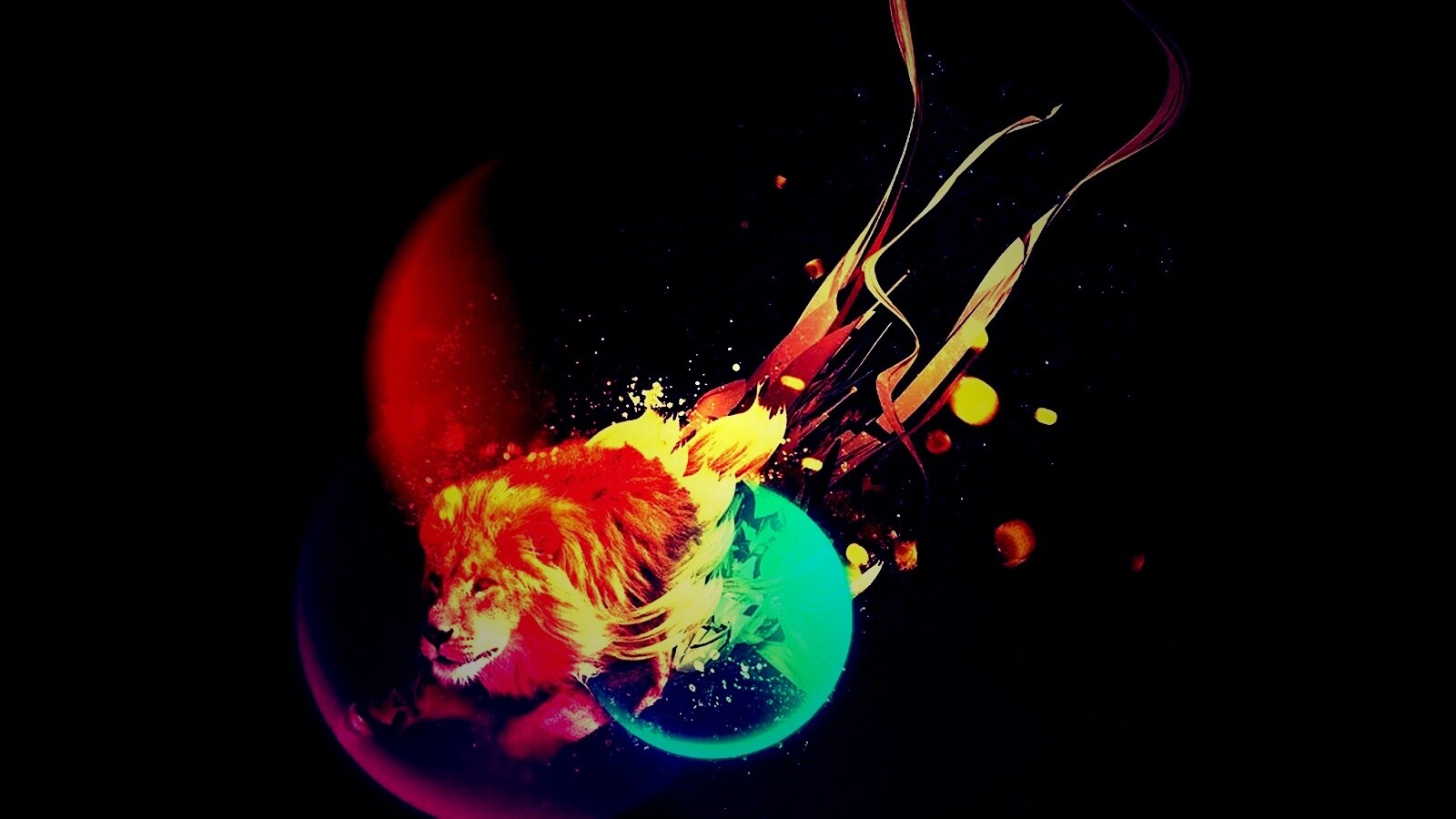 Лев в абстарктой фигне обои