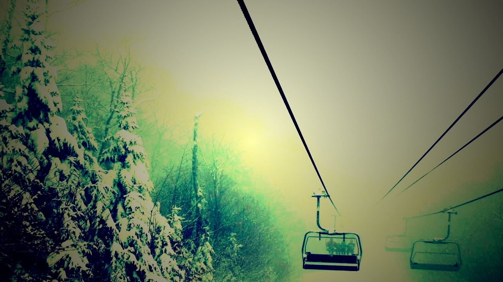 Канатная дорога в зиму обои