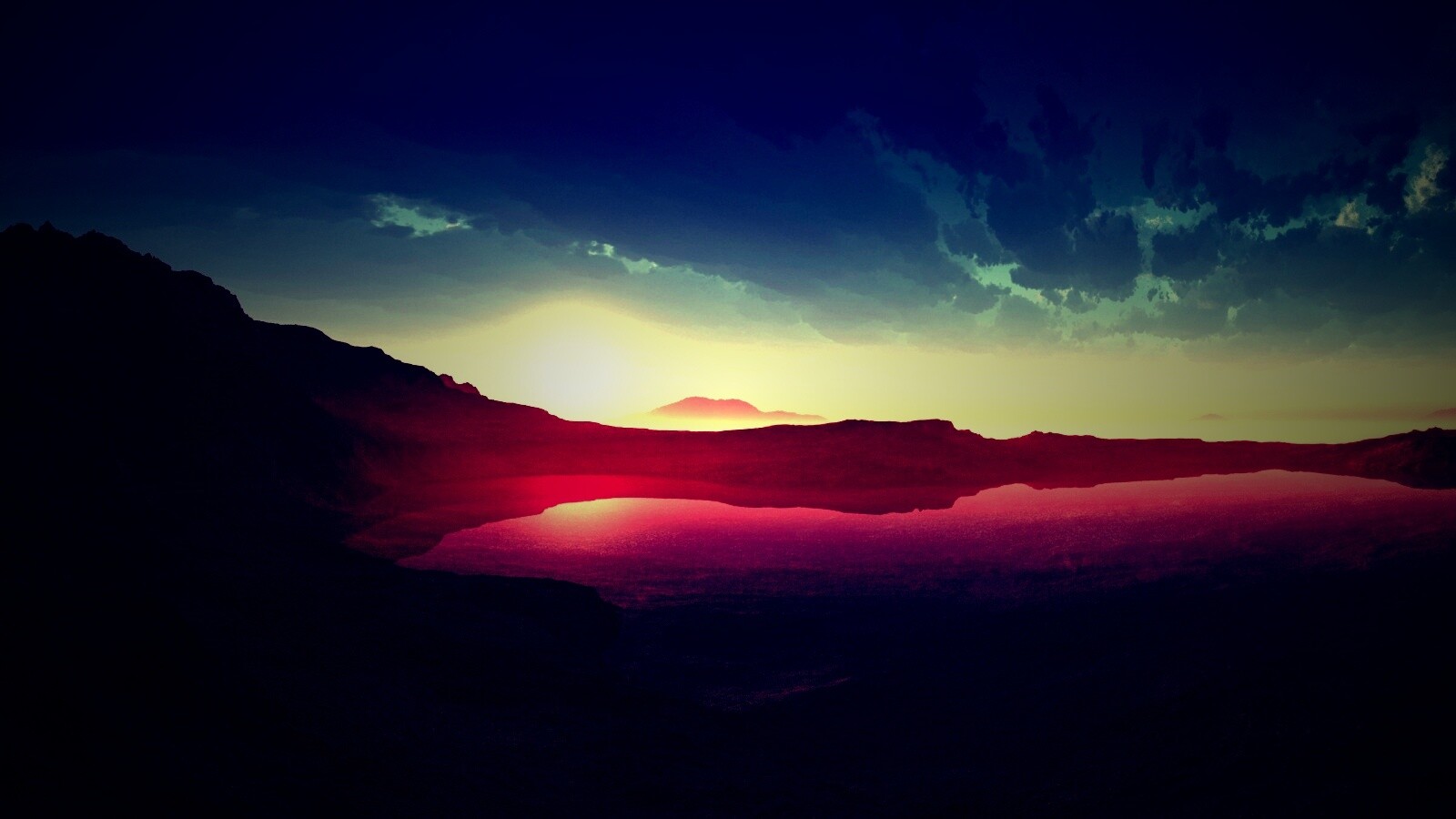 Озеро в каменистой пустыне обои