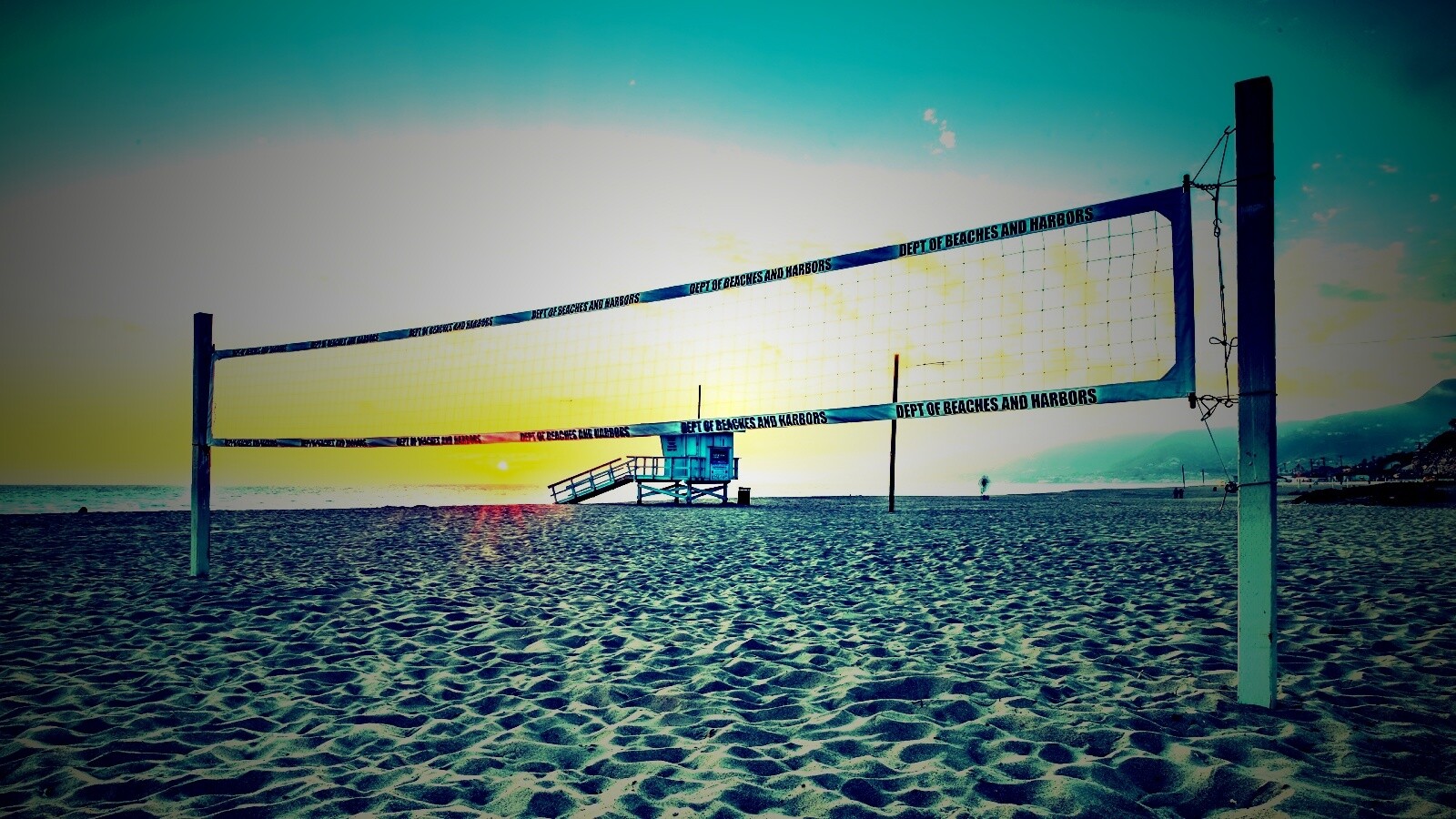 Сетка для волейбола на пляже обои