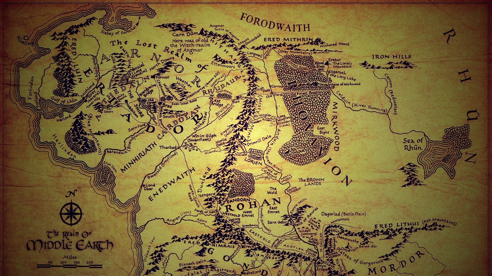 Карта Средиземья обои