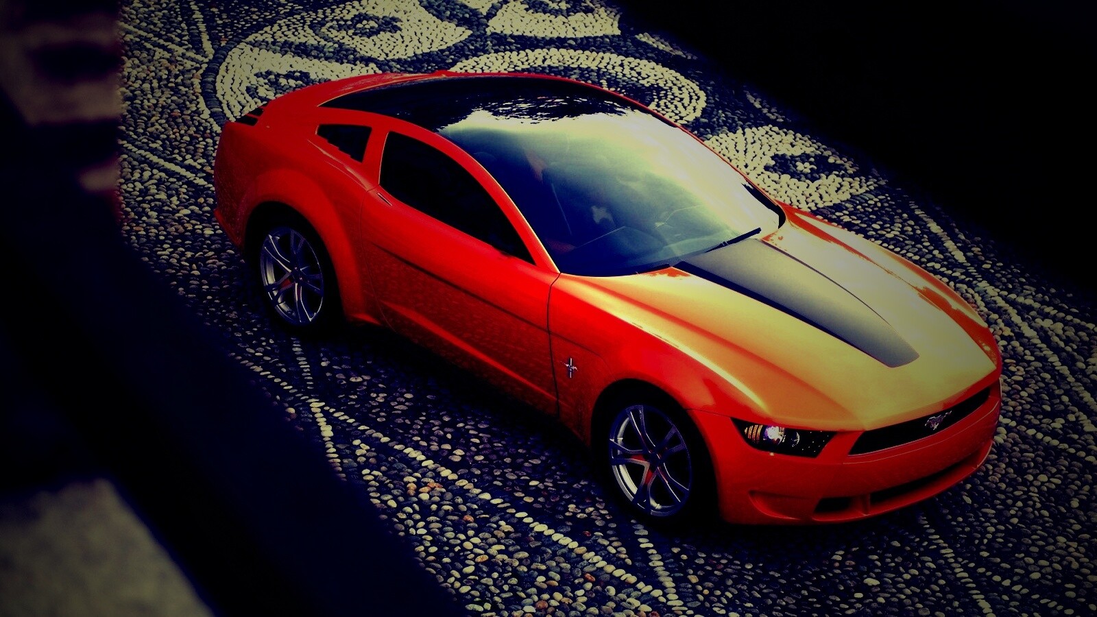 Оранжевый мустанг обои