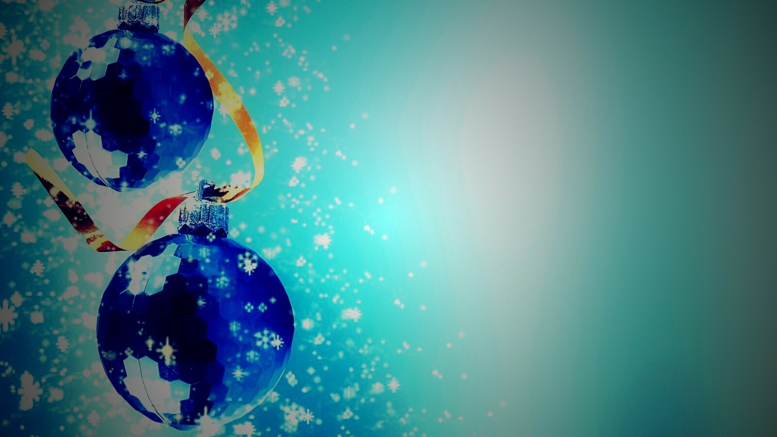 Синие новогодние шары обои