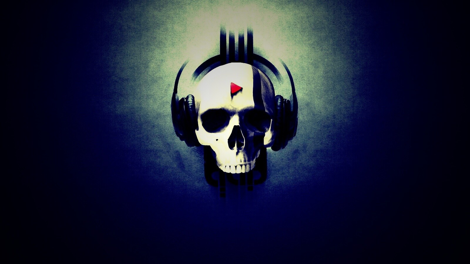 Череп в наушниках обои