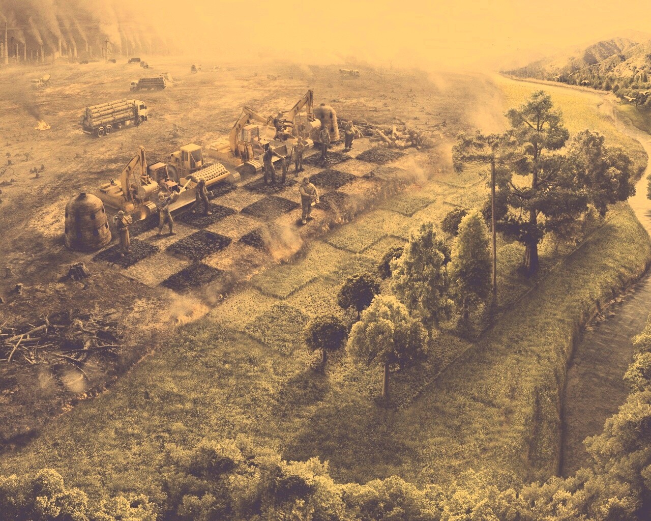 Цивилизация против природы обои