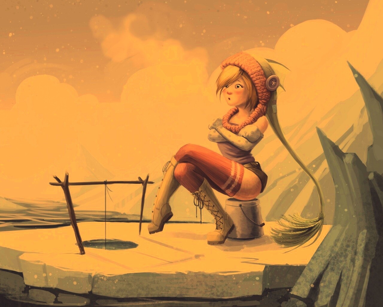 Тяготы зимней рыбалки обои