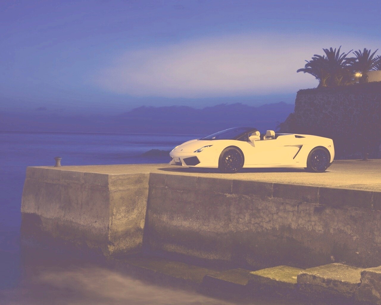 Белый кабриолет ламбо обои