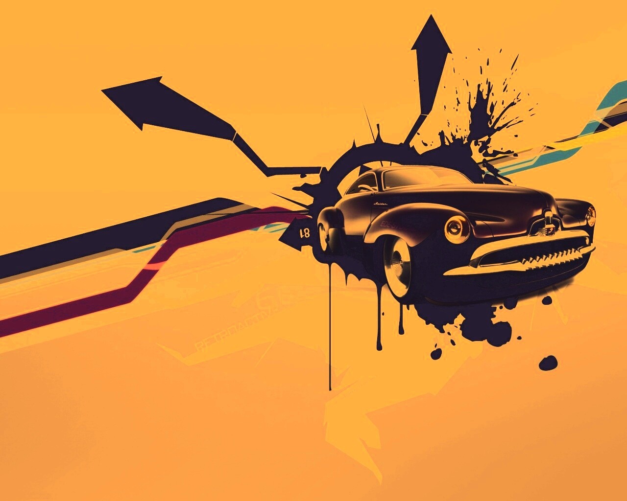 Абстракция с ретро авто обои