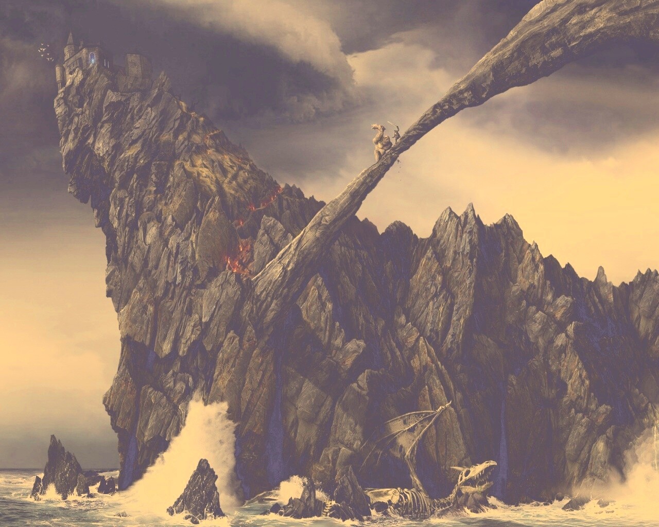 Бой на скале обои