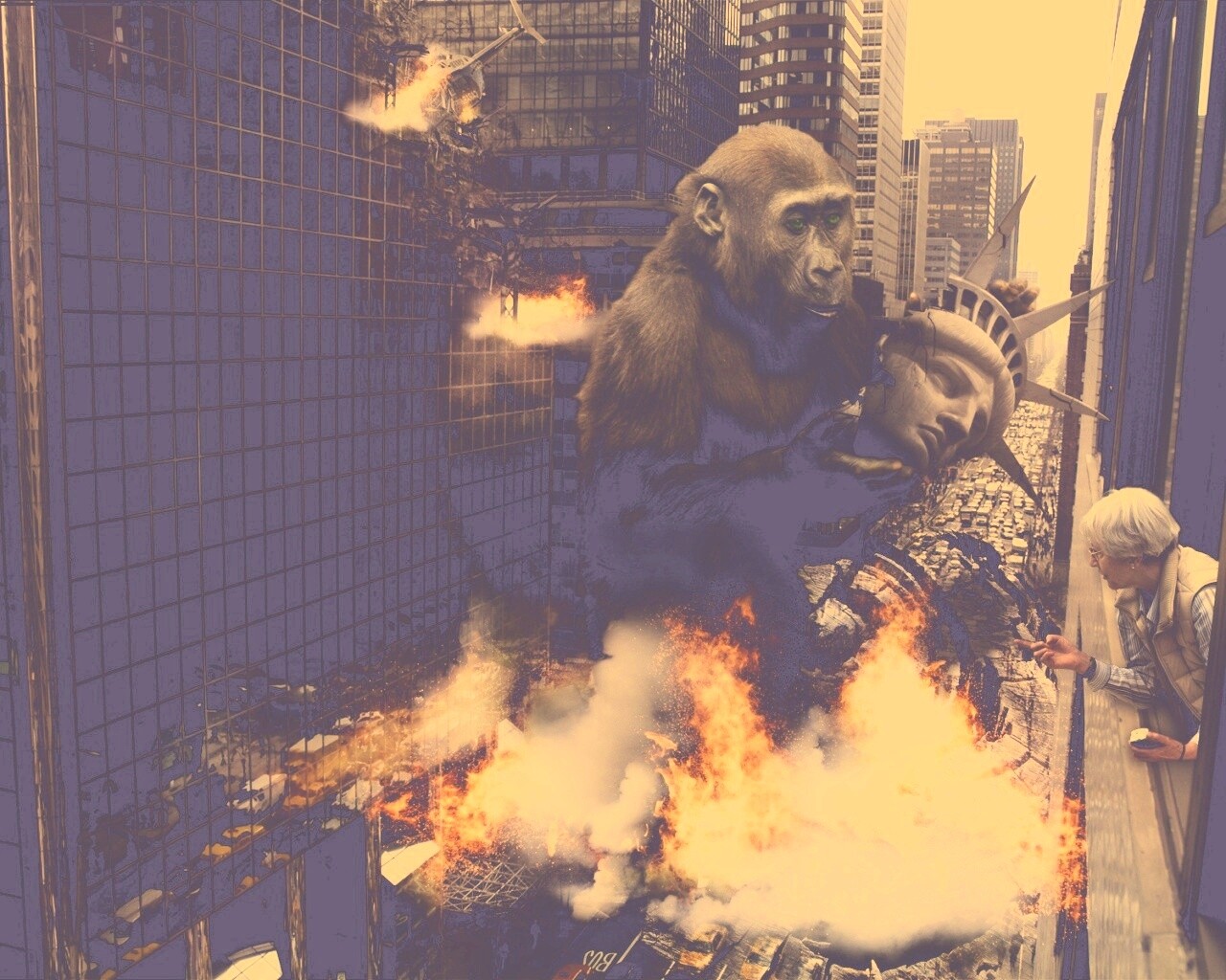 Обезьяна терроизирует Нью-Йорк обои