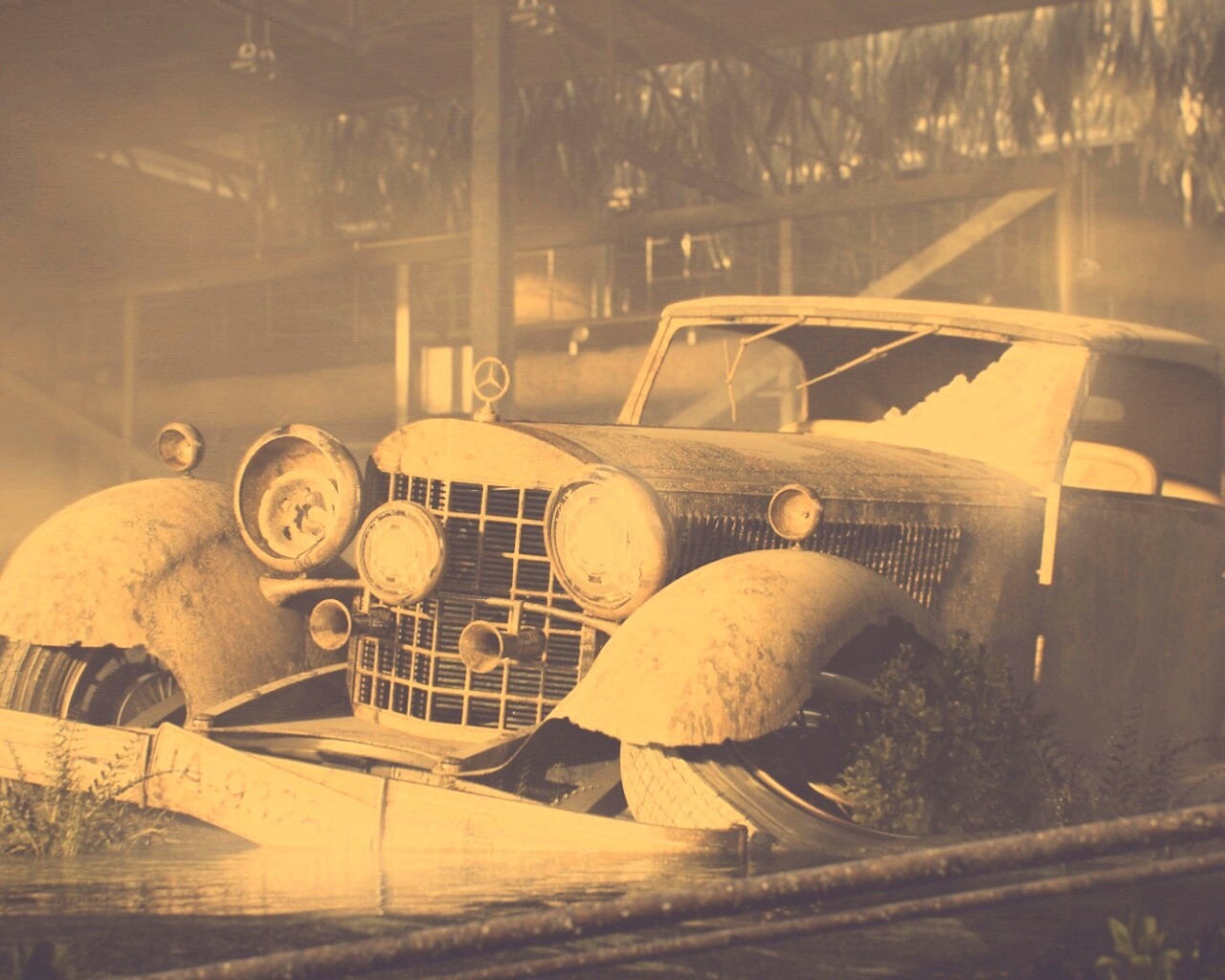 Гниющий ретро мерседес обои