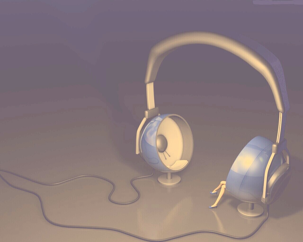 Девушка в наушниках обои