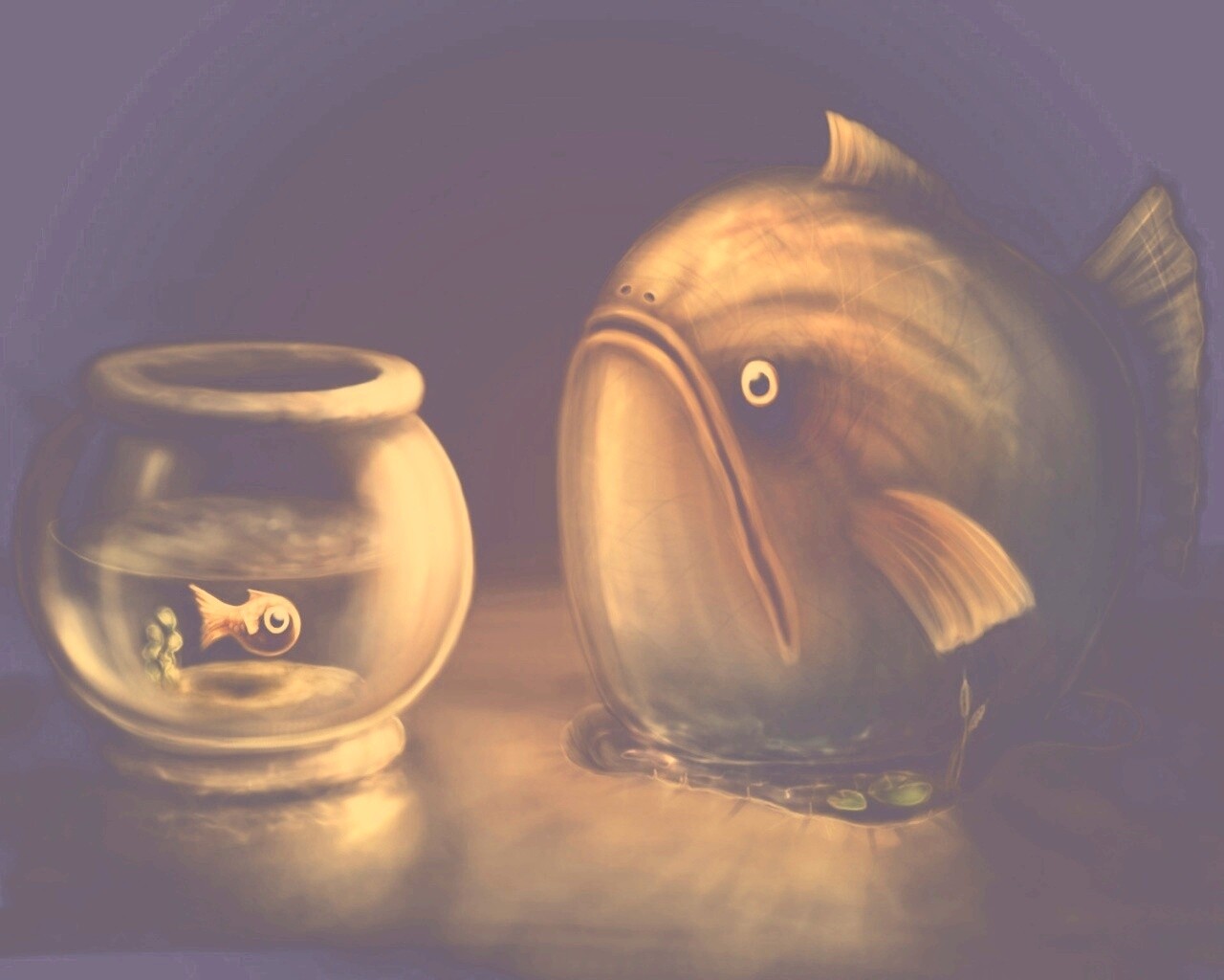 Большая и маленькая рыбки обои